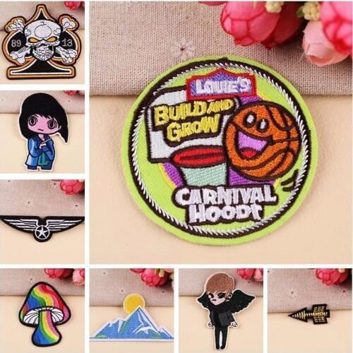 Fine Wings Skull Samurai Patch Morale Iron Biker Son of the devil Patches Badge Punk Coloured mushroom Embroidery Arrow Patches