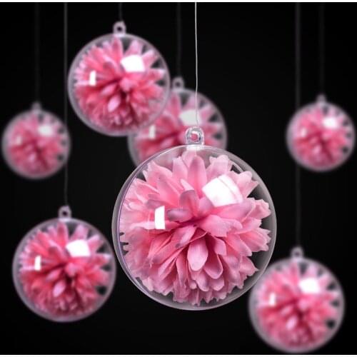 Clear Round Ball Plastic Fillable Christma Tree Hanging Flower Container Cases Event Party Supplies Transparent Open Gift Boxes