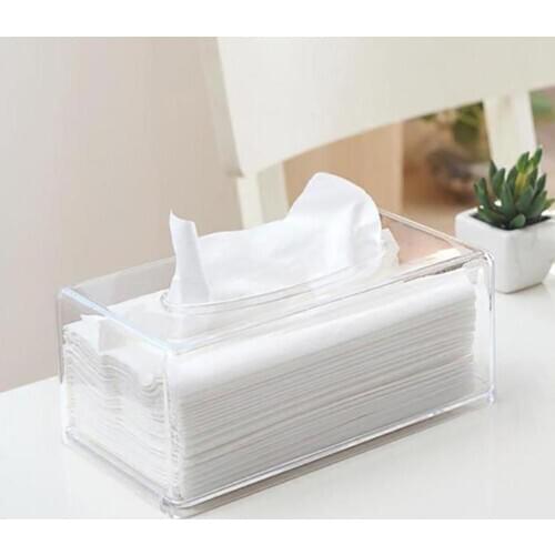 Transparent Home Hotel Desktop Tissue Paper Holder Box Napkin Container Case