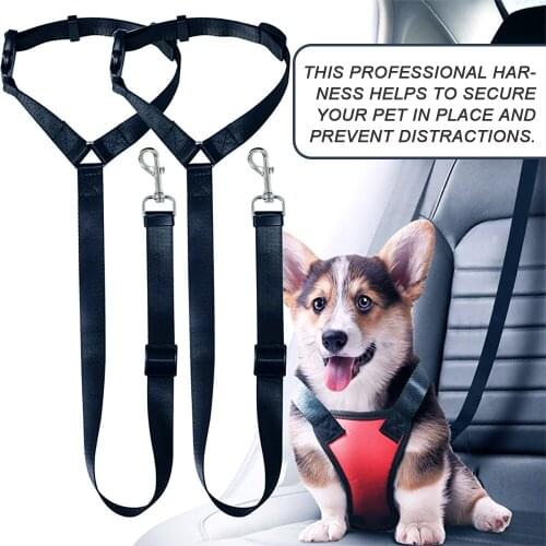 Nylon Practical Dog Cat Pet Safety Adjustable Car Seat Belt Harness Leash Travel Clip Strap Pet Safety Belt Universal