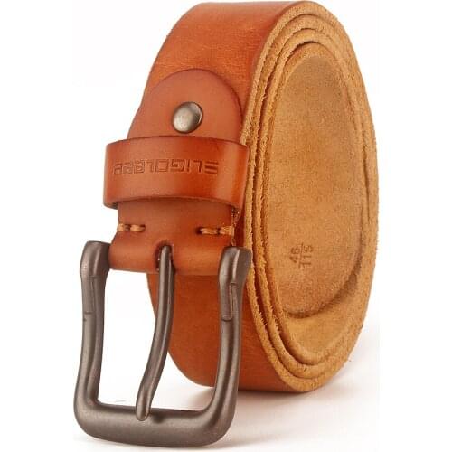 SLIGOLEEE Luxury Designer Belts High Quality Strap Italian Cow Leather Men Belt Vintage Cowboys Full Grain Genuine Leather Soft