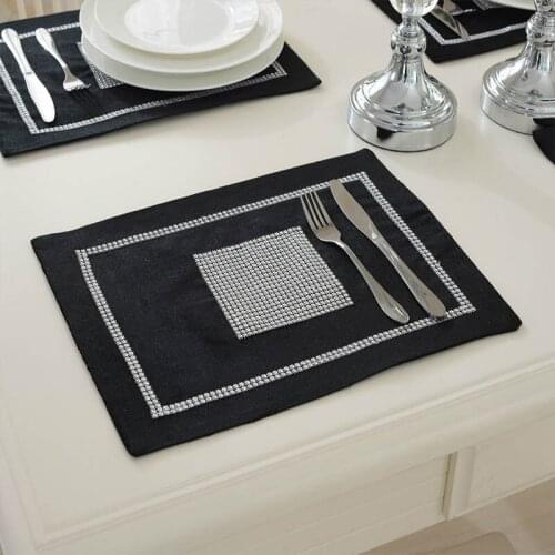 30*40cm Luxury And Elegant Rectangular Cloth Flannel Hot-Drilling Heat Insulation And Anti-Scald Western Table Special Placemat