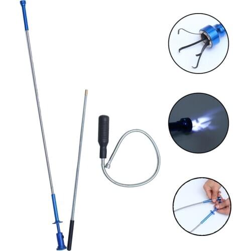 Hand Tools Magnetic Claws Pick Up Tool Magnet Long Reach Spring Grip Grabber Flexible With LED light