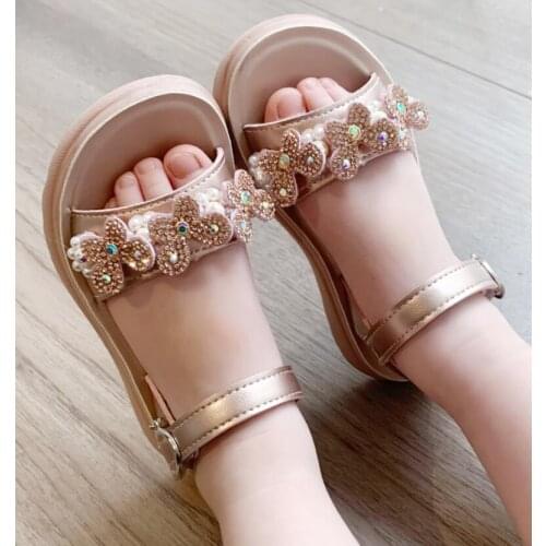 Girls Sandals Gladiator 2021 Sweet Soft Childrens Beach Shoes Kids Summer Floral Sandals Princess Fashion Cute High Quality