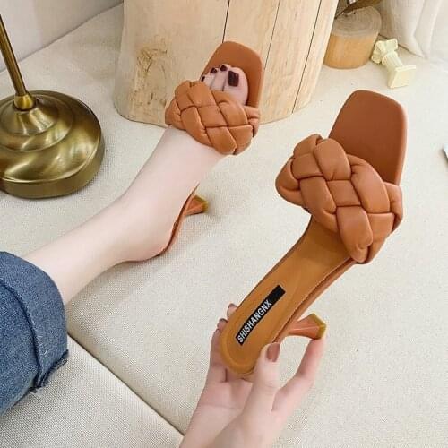 Summer Thin Heel Women Sandals Light Weave Women Slippers Party Pumps Women Sandals Female Dress Shoes Sandalias De Las Mujeres