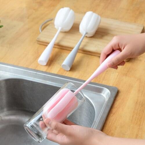 Coffe Tea Glass Cup Long Handle Brush Cleaning Brushes Household Cleaning Tool Sponge Brush For Wineglass Bottle Kitchen Cocina