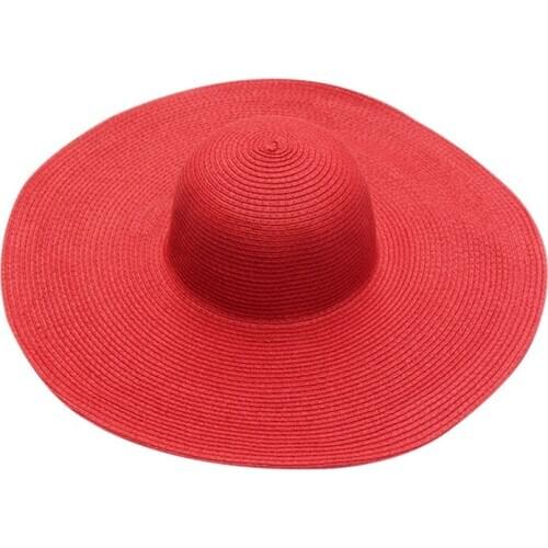 New ladies foldable big brim hat solid color straw hat sun hat outdoor vacation sun hat beach beach hat female summer