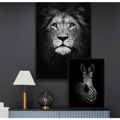 Nordic Lion Poster Canvas Prints Animal Wall Art Black And White Decorative Pictures Painting For Living Room Wall Home Decor