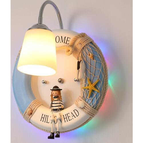 Modern sailor Wall Light for princess childrens room wall lamp cute cartoon decorative sailor Light bedroom bedside lamp