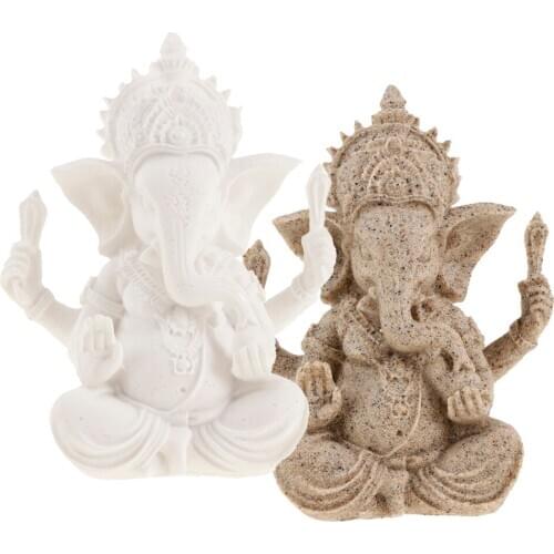 The hue sandstone hindu ganesha buddha elephant god statue sculpture fengshui figurine decor ornament 4-5inch