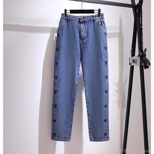 Fat sisters side heart-shaped loose straight-leg pants, high waist, thin, all-match casual spring clothes plus women 130kg6xl