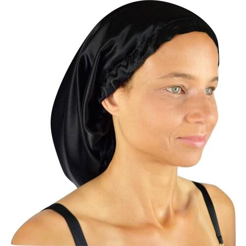 19 Momme 100% Mulberry Silk Nightcap Hair Styling Pure Silk Sleeping Hat for Women Elastic Bonnet Hat Night Cap Hair Wrap Cap
