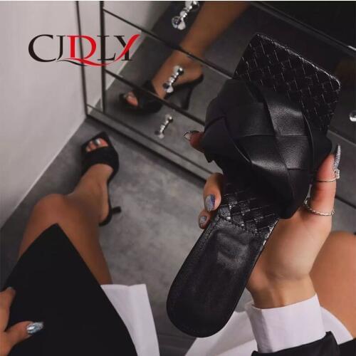 CJDLY WOMENS Shoes 2020 Summer New Style PU braid Sandals Womens Slippers Versatile Open Toe High Heel banquet Shoes Womens