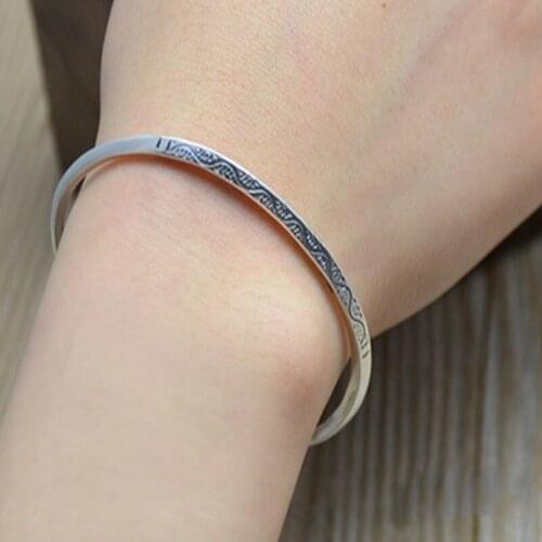 Silver hot national LAOYINJIANG trend bracelet vintage triangle pure silver bracelet opening bracelet female