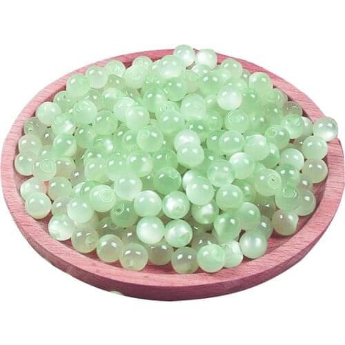 10Pcs/Set 11.5mm Resin Round Beads Cheongsam Pearlescent Small Buttons Imitation Jade Partial Holes for DIY Sewing