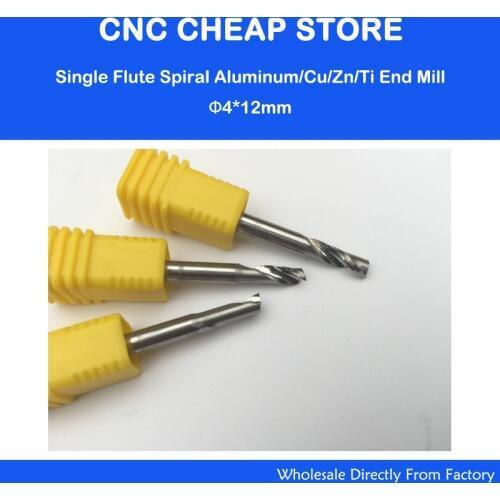 3pcs / lot New Single Blade Aluminium Cutting Single Flute CNC Router Bits 4mm 12mm