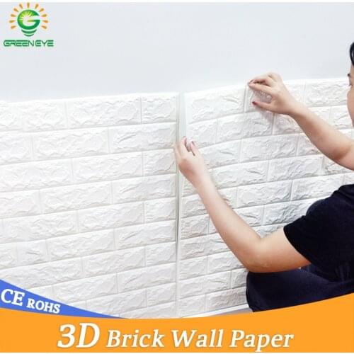 3D Wall Paper 70*77cm 3D Brick stone pattern Self-Adhesive Wall paper Waterproof DIY 3D Brick Stone Wall Papers for Kids Room