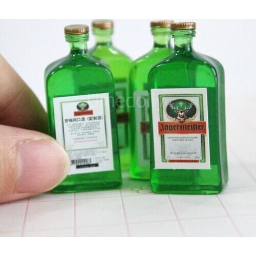 4PCS 1:12 Scale Mniature Dollhouse Liqueur Wine Bottle Model Pretend Play Mini Doll Food Drink Kids Kitchen Accessories Toy