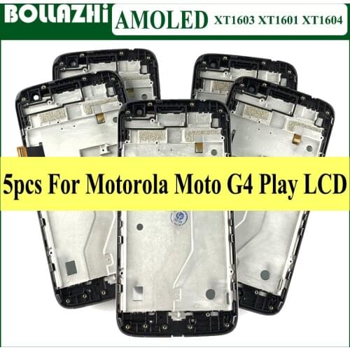 Lot 5 Piece/lot With Frame For Motorola MOTO G4 PLAY LCD Display Touch Screen Digitizer Assembly Xt1601 Xt1602 XT1603 Xt1604 5.0