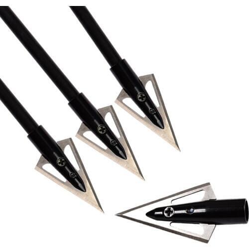 6 pcs Archery Black Broadheads Arrow heads 2 Blades Steel Arrowheads for Archery Hunting