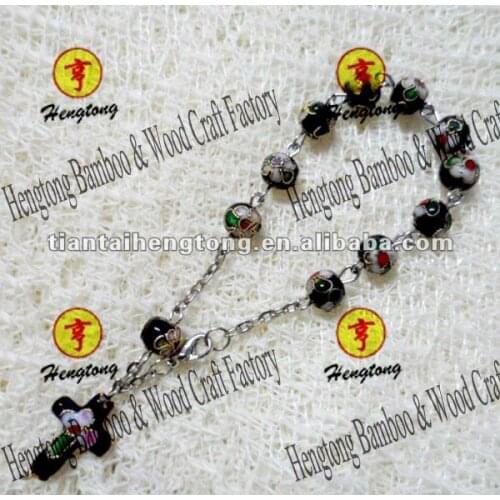 8mm black cloisonne bead rosary bracelet,rosary bangle