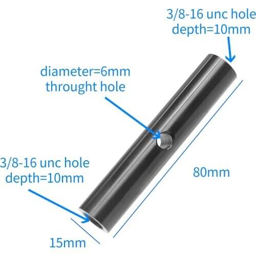Aluminum 15mm Rod Bracket Length 80mm Internal 3/8 Mounting Ends for 5D2 5D3 DSLR Camera Rail Rig System Photo Studio Accessory