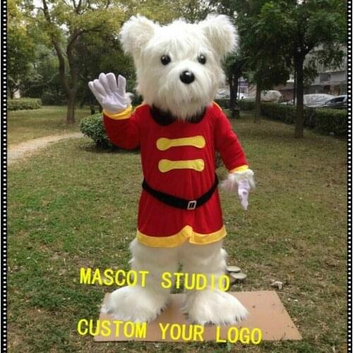 White Long-fur Bear Fursuit Mascot Cartoon Cosplay Costumes Dress-up for Christmas Apparel and Birthday Party Suit
