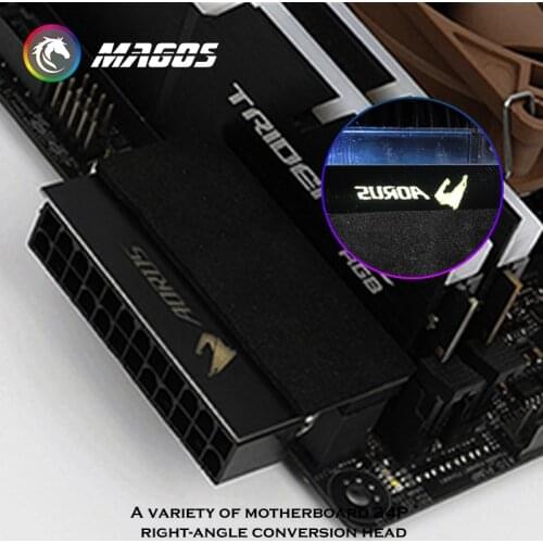 PC M/B ATX PSU 24 Pin Right Angle 90 Degree Connector Adapter 5V/12V RGB SYNC Light-Emitting Turning Converter 24P MOD Connector
