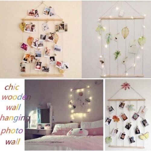 Photo Decoration Photo Frame Picture Collection Hand-Made Wooden Cotton Rope Hanging Ornament Postcard Family Lanyard