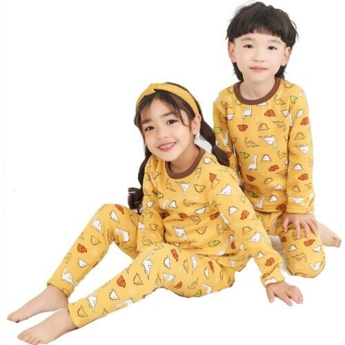 Childrens Home Wear Pajamas Childrens Home Wear Boys And Girls Warm Underwear Set Long Sleeve Pajamas Top + Pants