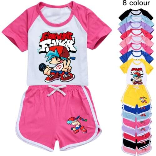 Girls Boys Clothing Game Friday Night Funkin Kids Sports T Shirt +Pants 2 piece Set Baby Clothing Comfortable Outfits Pyjamas