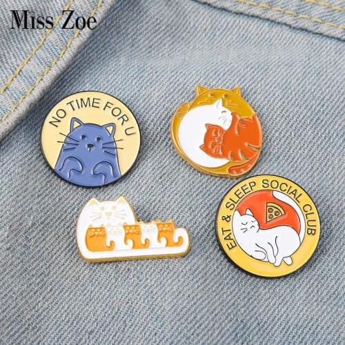 Cat Pets Club Enamel Pins Cute Animals Bag Brooch Lapel Badge Cartoon Jewelry Gift for Kids Friends