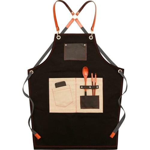 Barista Apron Denim Barber Milk Tea Shop Restaurant Mens and Womens Workwear Floral Shop