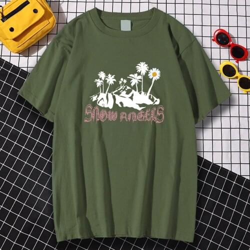 Short Sleeve Oversize Mens Tee Shirt Casual Summer T Shirts Ocean Island Snow Angles Print Clothes Fashion Brand Tee Shirts Man