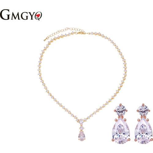 GMGYQ European And American Fashion Cubic Zirconia Jewelry Sets For Women Fashion Jewelry Wedding Necklace Set Accessories Women