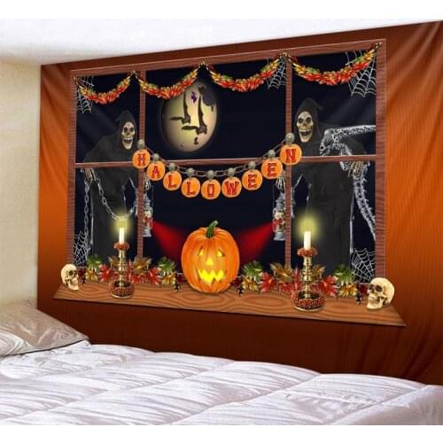 Halloween tapestry pumpkin skull bat psychedelic witchcraft wall hanging Halloween ghost festival background wall decoration