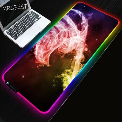 MRGBEST Fairy Tail Anime Game Mouse Pad Locking Edge Game Computer MousePad RGB Backlight Pad Mause XXL for Desktop Keyboard Mat
