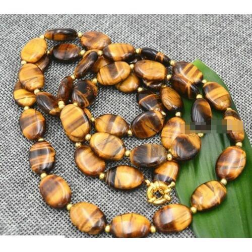 Beautiful natural Tiger Eye 13x18 mm oval jewelry necklace 36 " AA
