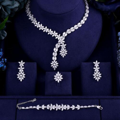 Janekelly Hotsale African 4pcs Bridal Jewelry Sets New Fashion Dubai Jewelry Set For Women Wedding Party Accessories Design