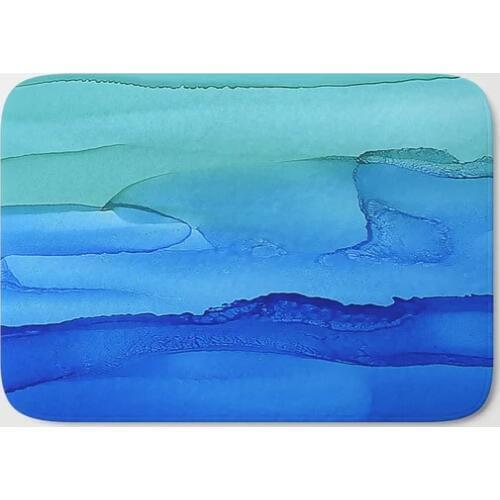 HOT Bathroom Rugs Alcohol Ink Seascape Bath Mat Flannel Absorbent Non Slip Doormat Entrance Door Bath Room Mats