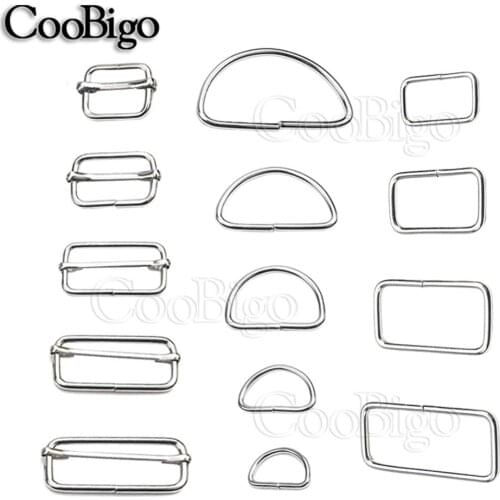12pcs/lot Metal Adjustable Rectangle D Ring Belt Square Buckle For Backpacks shoes Bag Cat Dog Collar Buckles DIY Accessories