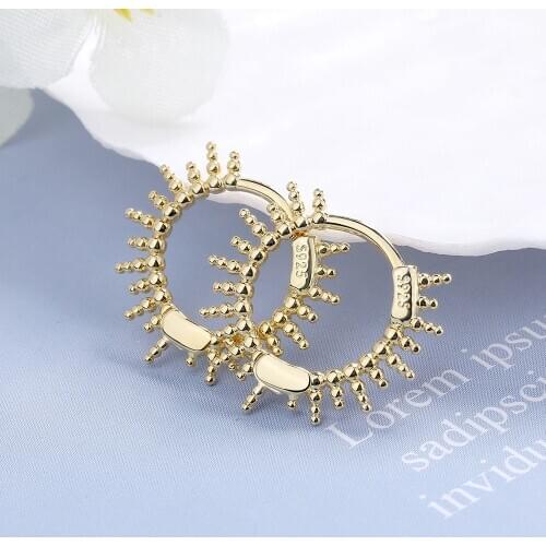Sweet Geometric Earrings for Women Fashion 925 Sterling Silver Round Beads Hoop Earring Jewelry Prevent Allergy Oorbellen