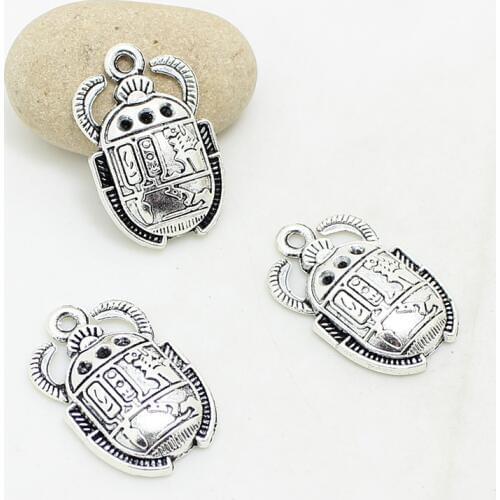 Sweet Bell 30pcs/lot 16*25mm two color Ancient Egypt Charms,Zinc Alloy Vintage Beetle Charm Pendant 3B387