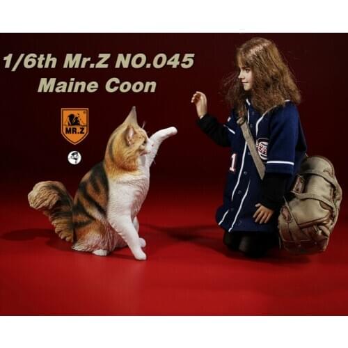 Mr.Z No. 045 Maine Coon Cat Model Toy 1/6 Scale Simulation Animal Cat Model Toy F 12" Action Figure Scene Car Decoration