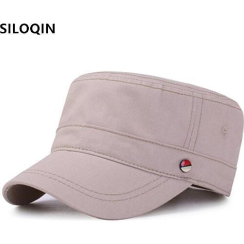 SILOQIN adult mens flat cap casual sports caps army military hats autumn winter men hats snapback cap adjustable size dad hat