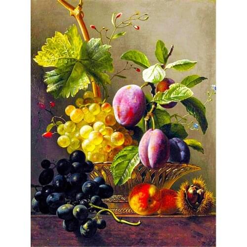 Fruit Landscape DIY Cross Stitch 11CT Embroidery Kits Craft Needlework Set Cotton Thread Printed Canvas Home Room