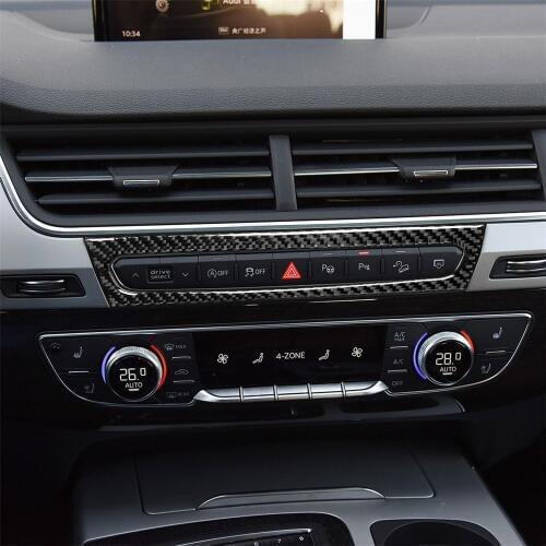Carbon Fiber Interior Decoration Central Control Console Pannel Frame Cover Trim Stickers for AUDI Q7 SQ7 4M 2016-2019 Car Decal