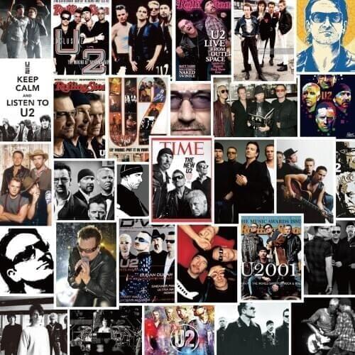 30pcs/pack Popular Singers U2 Graffiti Stickers For Skateboard Box Bicycle Computer Notebook Car Decal Childrens Toy