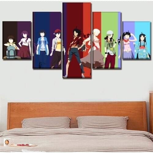 Wall Art Canvas Painting Printed Poster Frame 5 Pieces Anime Manga Figure Home Decor Modular Living Room Decoration Pictures