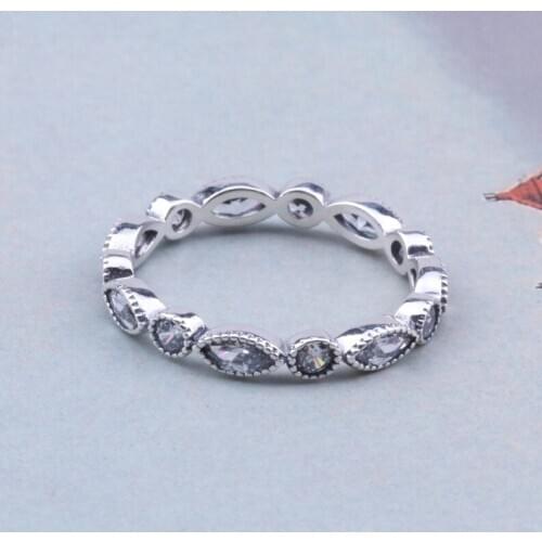 2020 New Original 925 Silver Sparkling Leaves Ring For Women Resizable Wedding Engagement Pan Rings DropShipping